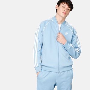 Baby blue adidas tracksuit zip up